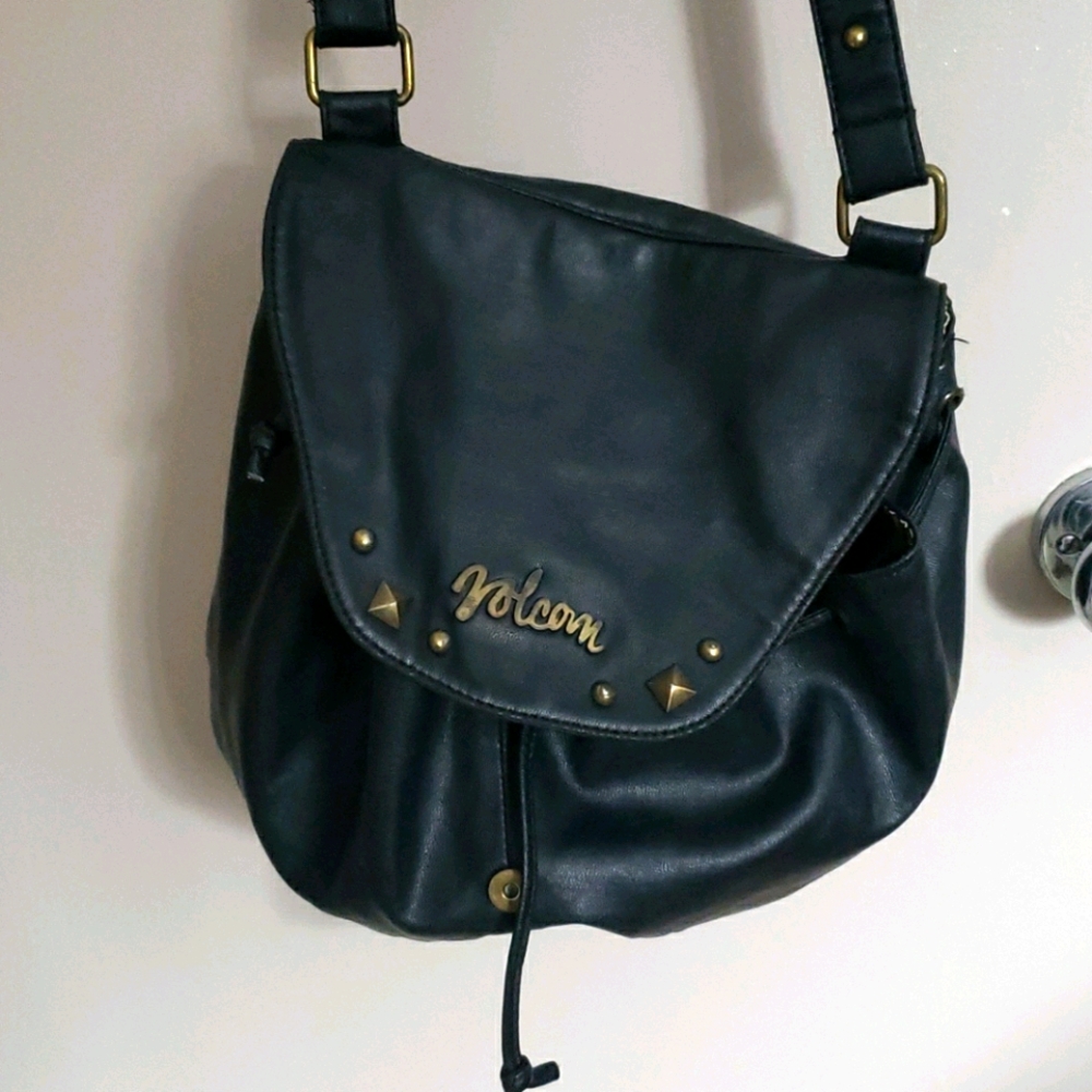 Volcom black pvc hobo purse crossbody
